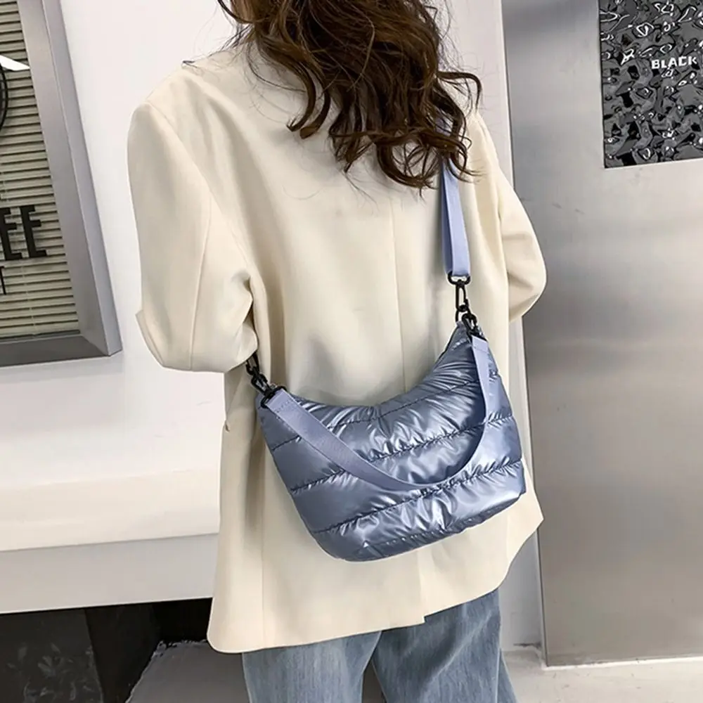 

Down Padding Puffer Tote Bag Fashion Down Cotton Padded Large Capacity Underarm Bag Winter Soft Hobos Shopper Bag Women