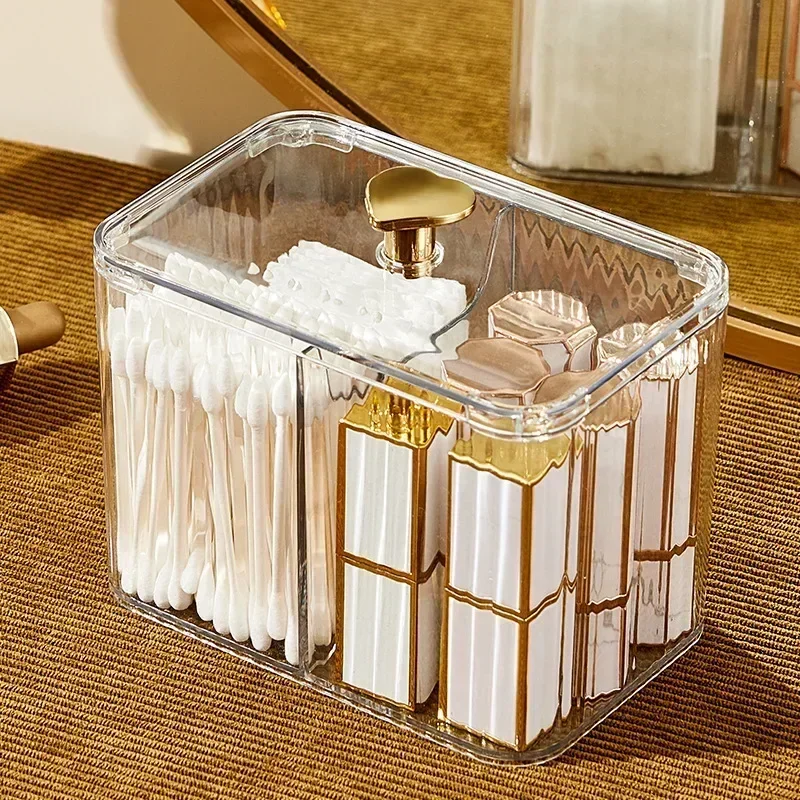 Cotton Swab Holder Cotton Pad Holder with 3 Compartments Bathroom Vanity Storage Box Makeup Organizer 5