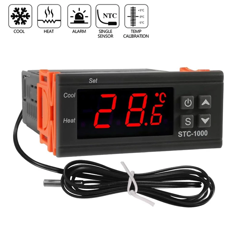 สมาร์ท STC-1000 อุณหภูมิ LED Digital Thermostat Thermoregulator Incubator รีเลย์ความร้อนและความเย็น 12 V 220V 1