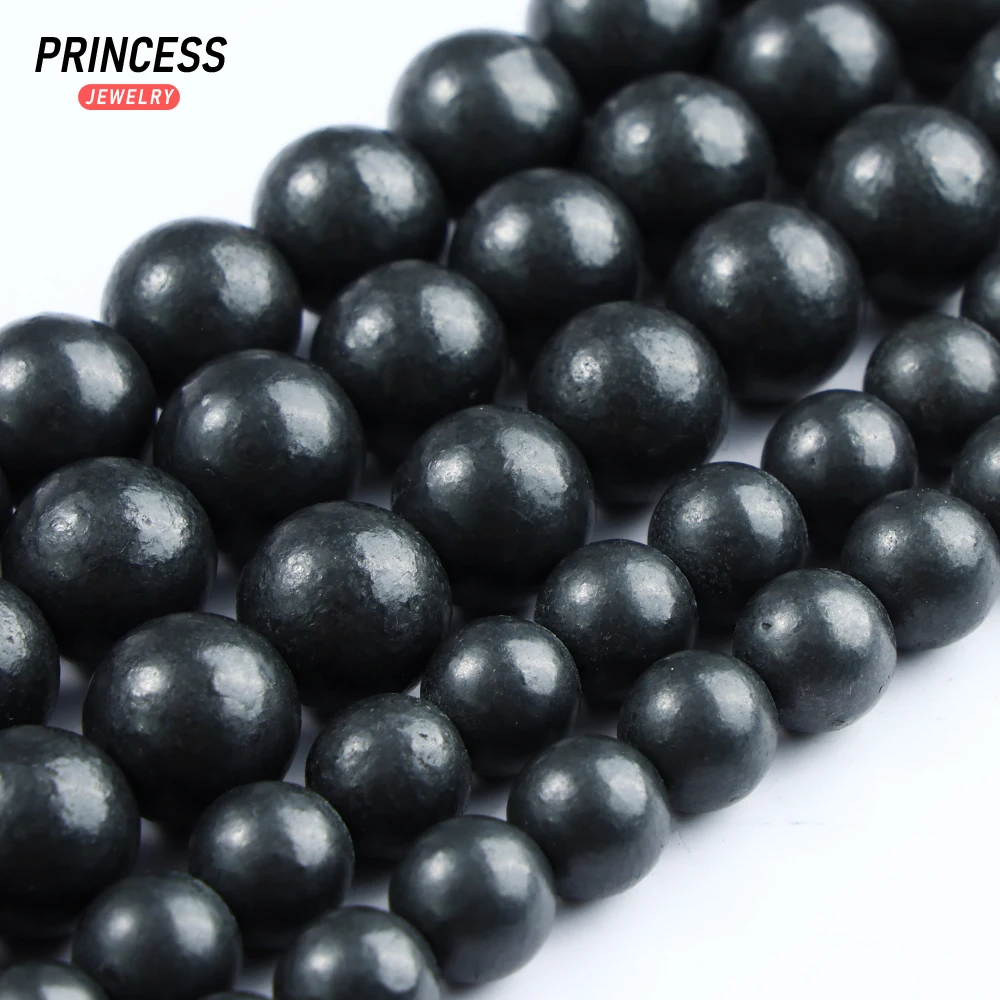 A++ Natural Matte Russian Shungite 6 8 10mm Loose Gemstone Beads for Jewelry Making Wholesale Crystal Beads DIY Accessories 4
