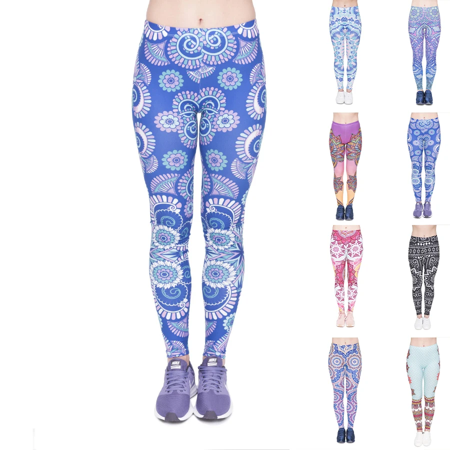 

Women's Basic Floral Printed Yoga Pants Elastic Yoga Leggings Gym Jogging Fitness Clothes Quick Dry Slim Pants XS-8XL