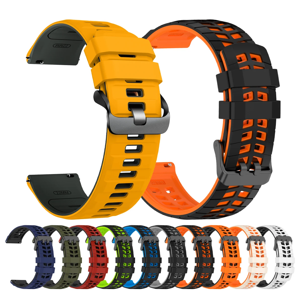 Versatile 22mm Silicone Smartwatch Band - Premium Design Bracelet