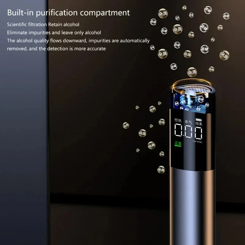 Portable Breathalyzer Tester with 3-Color Screen Display Non-Contact Breathalyzer Personal Accuracy Breath Alcohol Tester