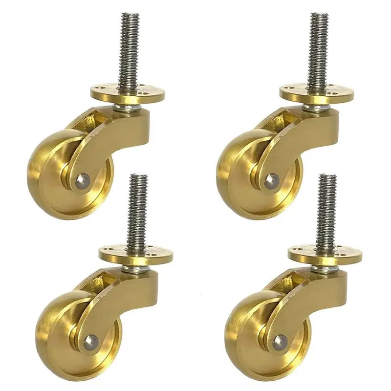 

New 4PCS 1.25'' Large Brass Casters Table Chair Sofa Couch Piano Cabinet Castors Universal Wheels 360° Swivel Furniture Rollers