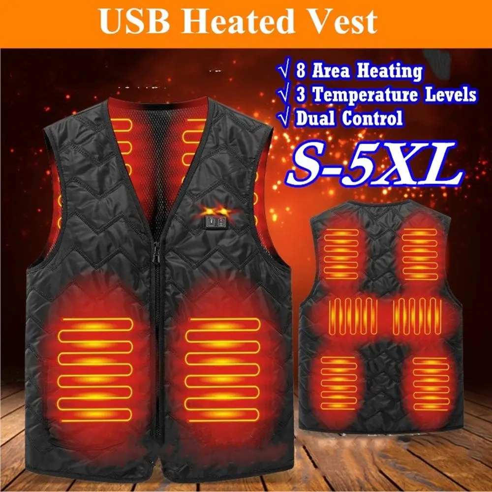 

Men Women 8 Area Heating Vest Body Warm Coat Electric USB Heated Vest Ladies Winter Thermal Jacket