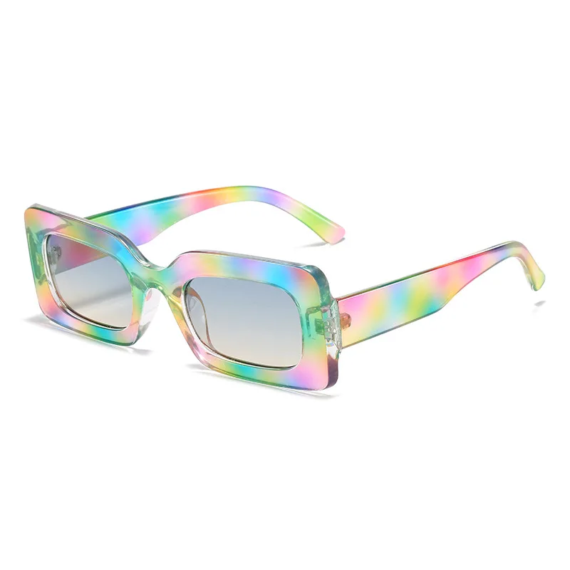 New Vintage Rectangle Purple Sunglasses For Women Men Fashion Small Square Frame Gradient Eyewear Shades UV400  Sun Glasses 19