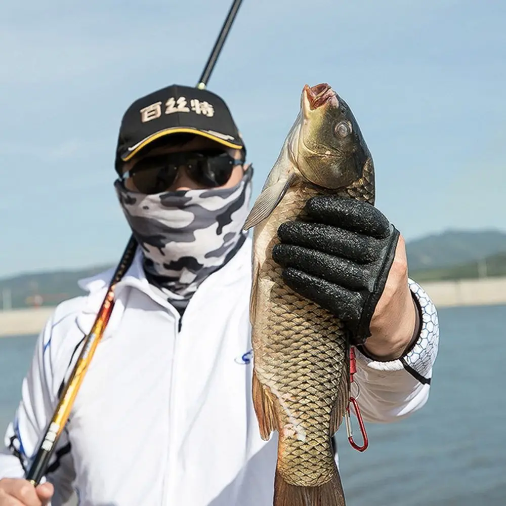 Fishing Gloves 1pc Fishing Gloves Full Finger Anti-Slip Durable Work Cutproof Glove Fisherman Protect Hand Fish Grab Carp Latex Hunting Gloves