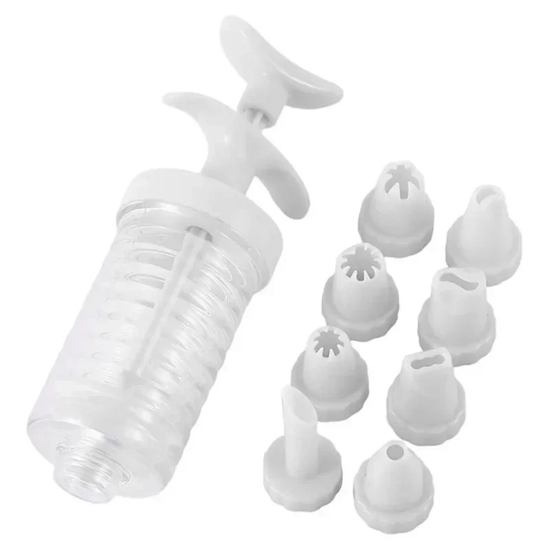 8 Pipe Nozzles Plastic Cream Baking Nozzle Dispenser Icing Pastry Tips