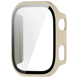 Enhanced Protective PC Case with Glass Screen Protector for Xiaomi Redmi Watch - Anti - Scratch Film Bumper Cover (Ivory white)