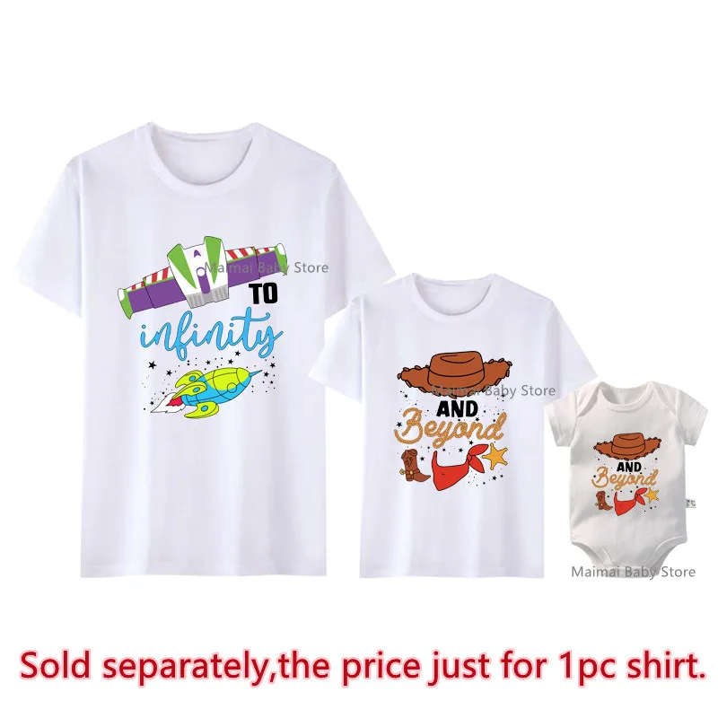 thumbnail image 5 of Nuevas camisetas de Disney Toy Story To Infinity and Beyond, conjuntos familiares a juego, divertidas camisetas de algodón para papá, mamá y yo para viajes a Disneyland, 5 of 5