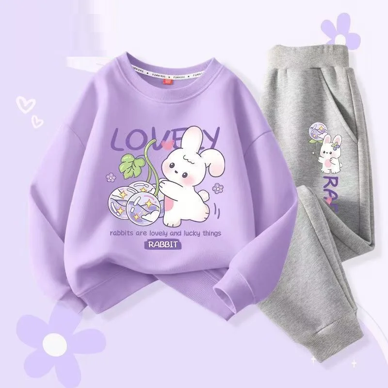 Autumn Baby Girls Clothes Set Heart Printed Sweatshirts Pullover Top Pants 2 Pieces Suit Children Sweet Tracksuits