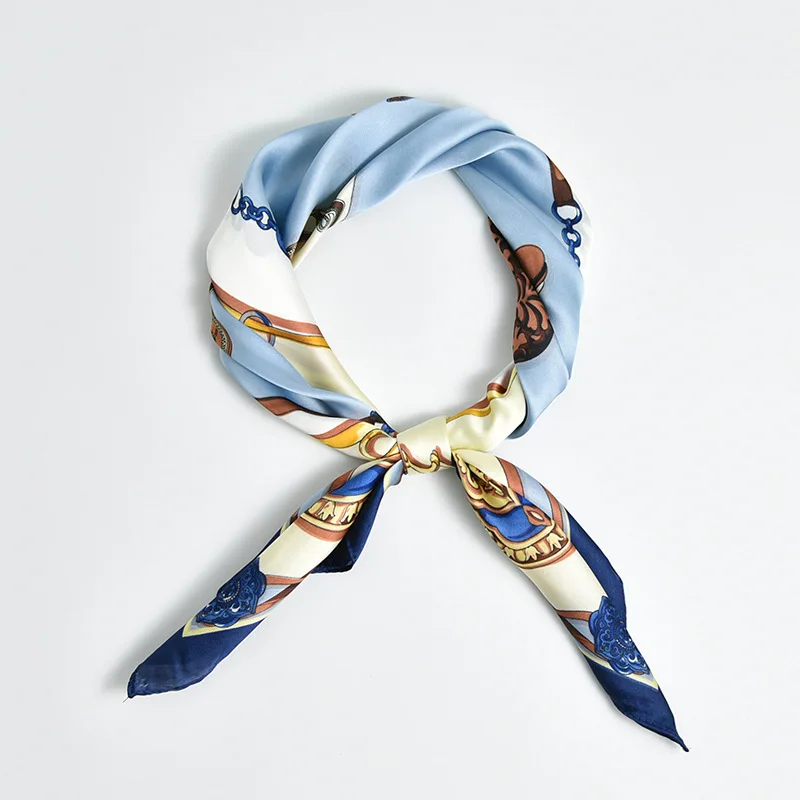 Luxury Brand Red Silk Square Scarf Women Cat Neck Hair Tie Band Beach Hijab Kerchief Head Headbands Bandana Female Foulard 70cm 3
