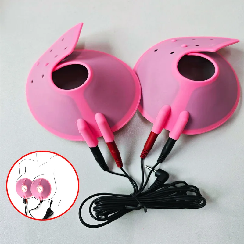 

Bdsm Electric Shock Nipple Sucker Clamps Electro Stimulation Breast Toys for Woman Nipple Paste Pads Electrical Sex Accessories