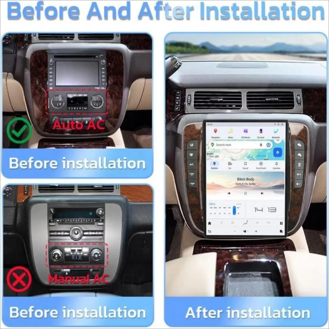 Schermo Touch da 13,8 Pollici con Android 13 per GMC Yukon/Chevrolet Suburban/Tahoe 2007-2013, Navigatore GPS per Auto, Lettore Multimediale, Unità di Controllo - Image 3
