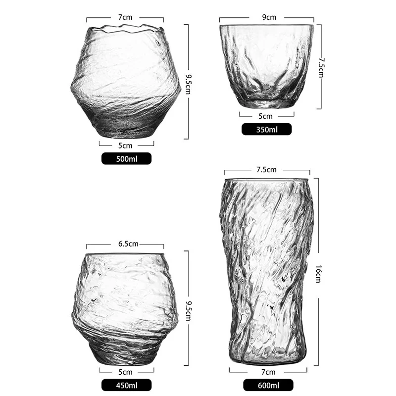 Whiskey Glass Drinking Glasses Set Japanese Style Wine Glass Snowflakes Falling Whiskey Tumbler Hammer Pattern Whisky Cup XO Brandy Drinking Glasses Water Glass