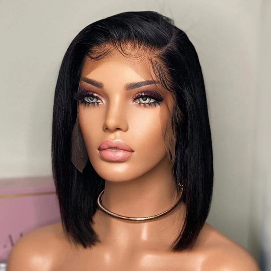 Lace Front Human Hair Wigs For Women Bob Wig HD Transparent Lace Frontal Brazilian Human Hair 180%