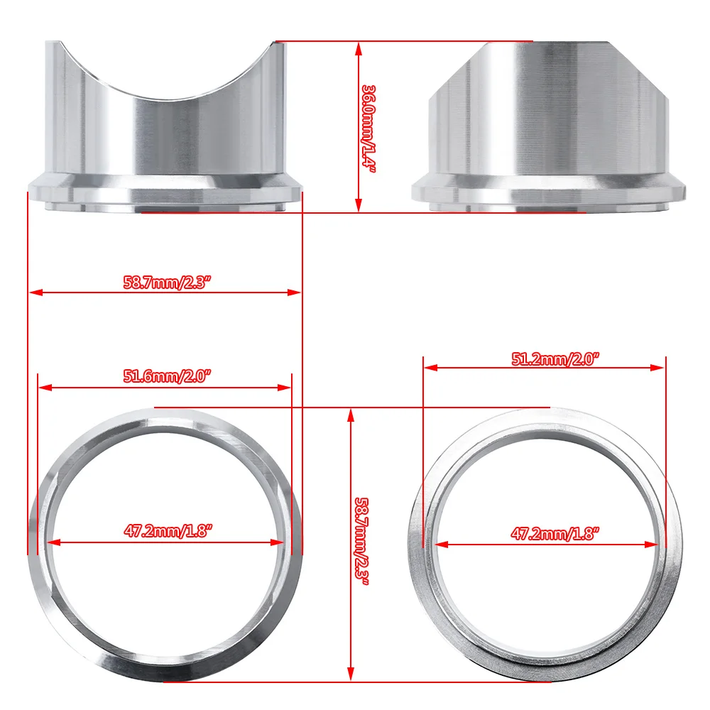 2" 50mm BOV Dump Valve Aluminum Adapter Flange JR5981 for TiAl 50mm Blow off valves LZONE