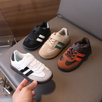 Fashion Color-block Children's Casual Shoes Hook and Loop Anti-slip Minimalist Sneakers Breathable Soft-soled Shoes