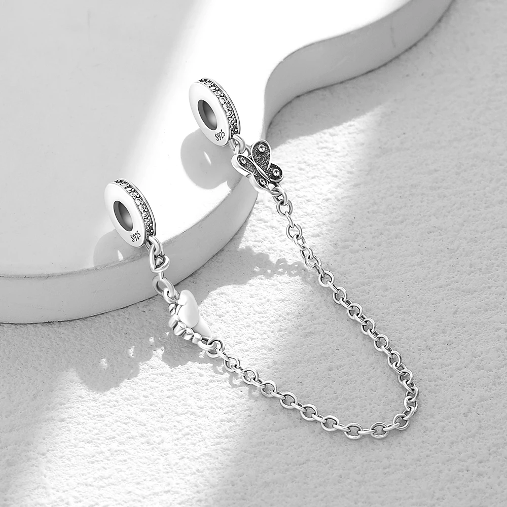New 925 High-Quality Silver Daisy Leaf Shiny Split Chain Buckle Charm Fit for Original DIY Bracelets Women's BoutiqueJewelry 5