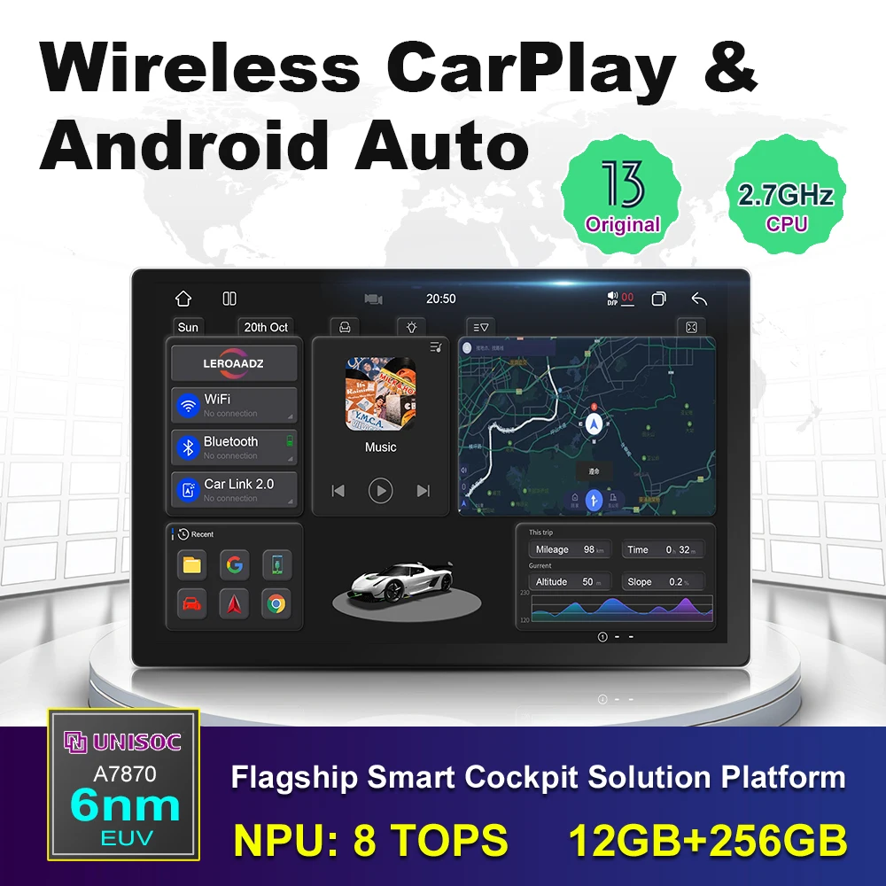 

Universal Car Navigator 13 Inch 7870 Touch Screen Radio Multimedia Video Player 5G/4G WiFi Bluetooth Stereo Audio Music GPS