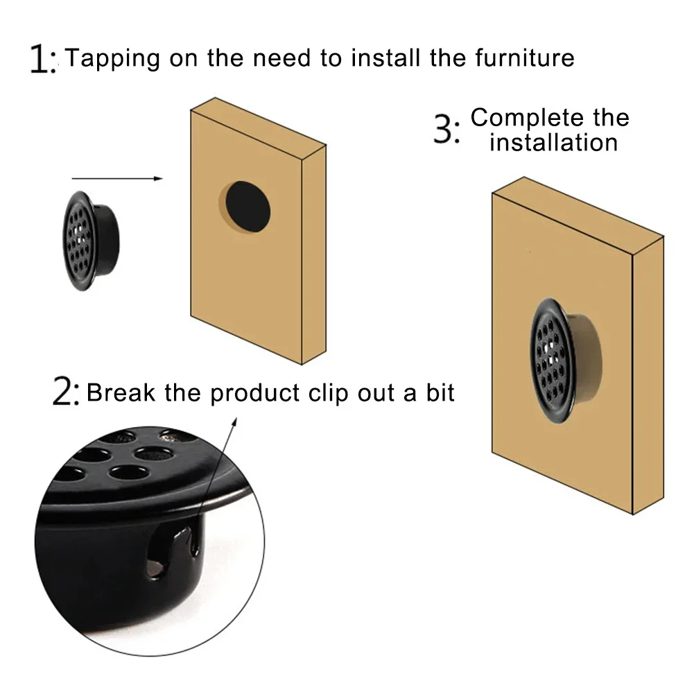 Round Cabinet Air Duct Vent 10pcs Dia.19mm-53mm Steel Louver Mesh Hole Plug Decoration Cover Wardrobe Grille Ventilation Systems air vent grille ventilation grille air vent cover ducting ventilation cover