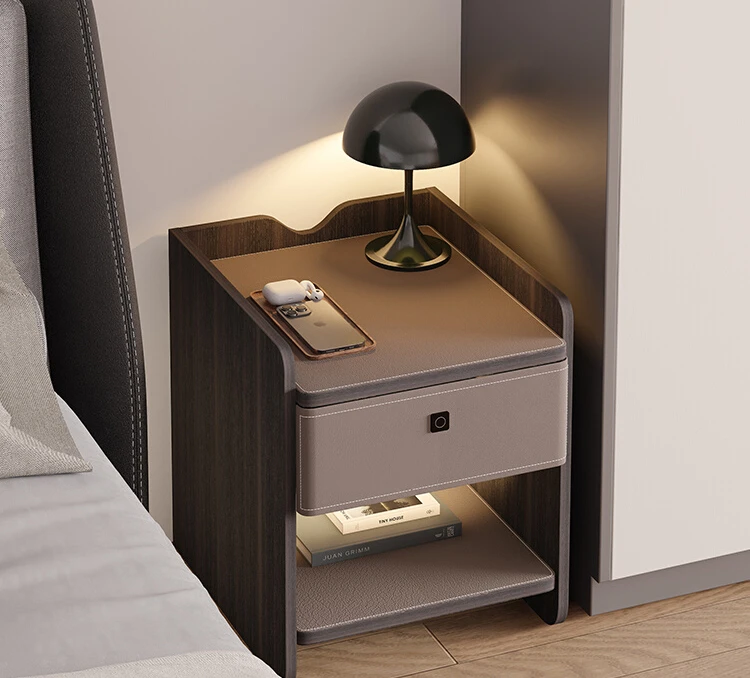

Light luxury intelligent bedside cabinet, bedroom bedside storage cabinet, multifunctional fingerprint lock storage cabinet