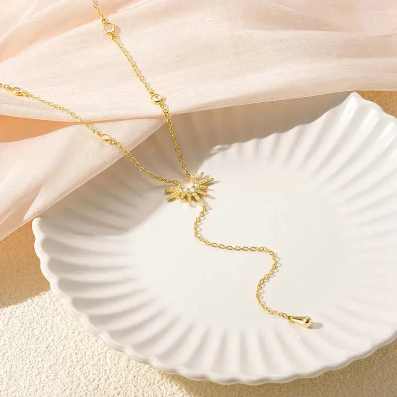 Stainless Steel Y-Shaped Pendant Necklace for Women Girls