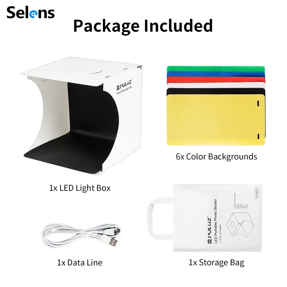 Selens Portable Folding Lightbox Photography LED Light Room Photo Studio Light Tent Soft Box Backdrops Photobox for DSLR Camera