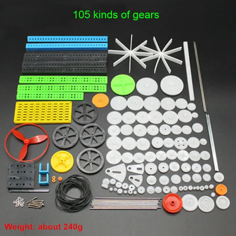 Various Plastic Gear Kits Pulley Belt Crown Motor Transmission Shaft Gear Worm Assembly 0.5 Modulus Rack DIY Toy Car Model motor gear transmission gear