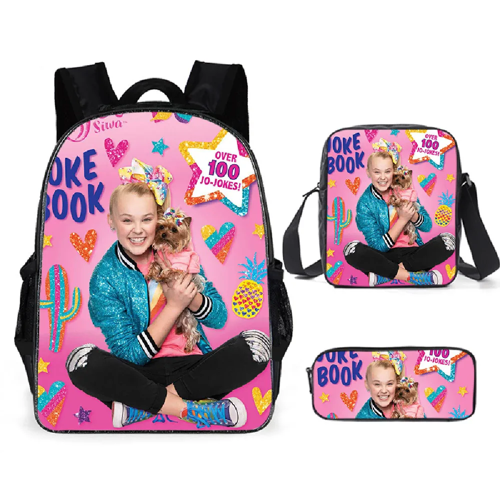 Classic Trendy Funny JOJO SIWA 3D Print 3pcs/Set pupil School Bags Laptop Daypack Backpack Inclined shoulder bag Pencil Case