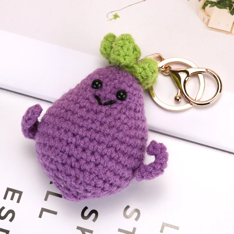 Kreativer gehäkelter Schlüsselanhänger, Gemüse, gestrickt, Taschenanhänger, Auto-Schlüsselanhänger, Rucksack-Anhänger, Geschenk für Freunde – Detail 5