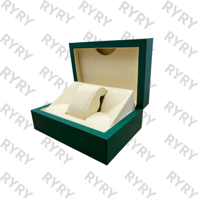Top Quality Green Watch Box Luxury Elegant RYRY Leather Wooden Watch Case with Quality Packaging Storage With Microfiber Pillow