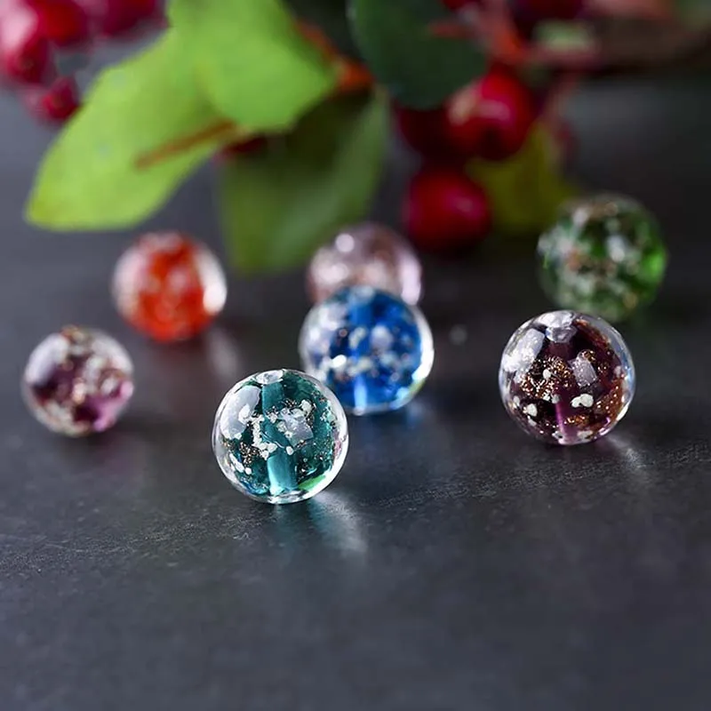 DIY 팔찌 목걸이 공예품 제작용 라운드 비즈, 호수 블루 야광 램프 워크 유리 스페이서 비즈, 보석 제작용, 6-12mm, 5 개