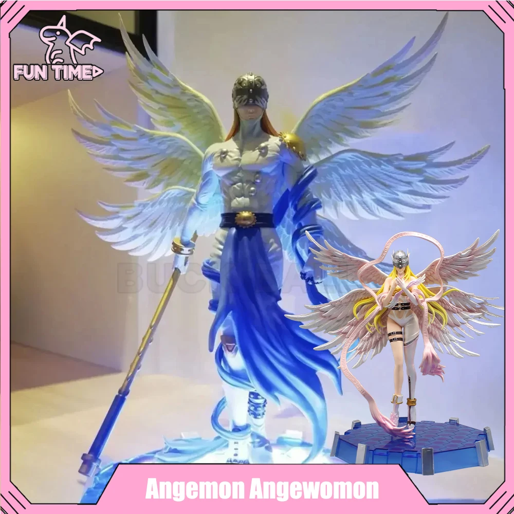 

28cm Digimon Monster Anime Figure Tyrannosaurus Studio Angemon Angewomon Resin Figure Collection Digimon Model Kid's Toy Gifts