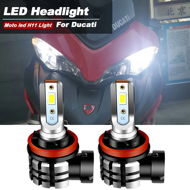 

Светодиодные фары для мотоцикла H11 H8 9600lm 6000k для Ducati Multistrada 1200 2010-2017, комплект для обновления, дальний и ближний свет, 2 шт.