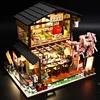 DIY Wooden Miniature Model Kit Japanese Sushi Store Casa Doll Houses 3D Puzzle Dollhouse With Furniture Lights for Friends Gifts 3