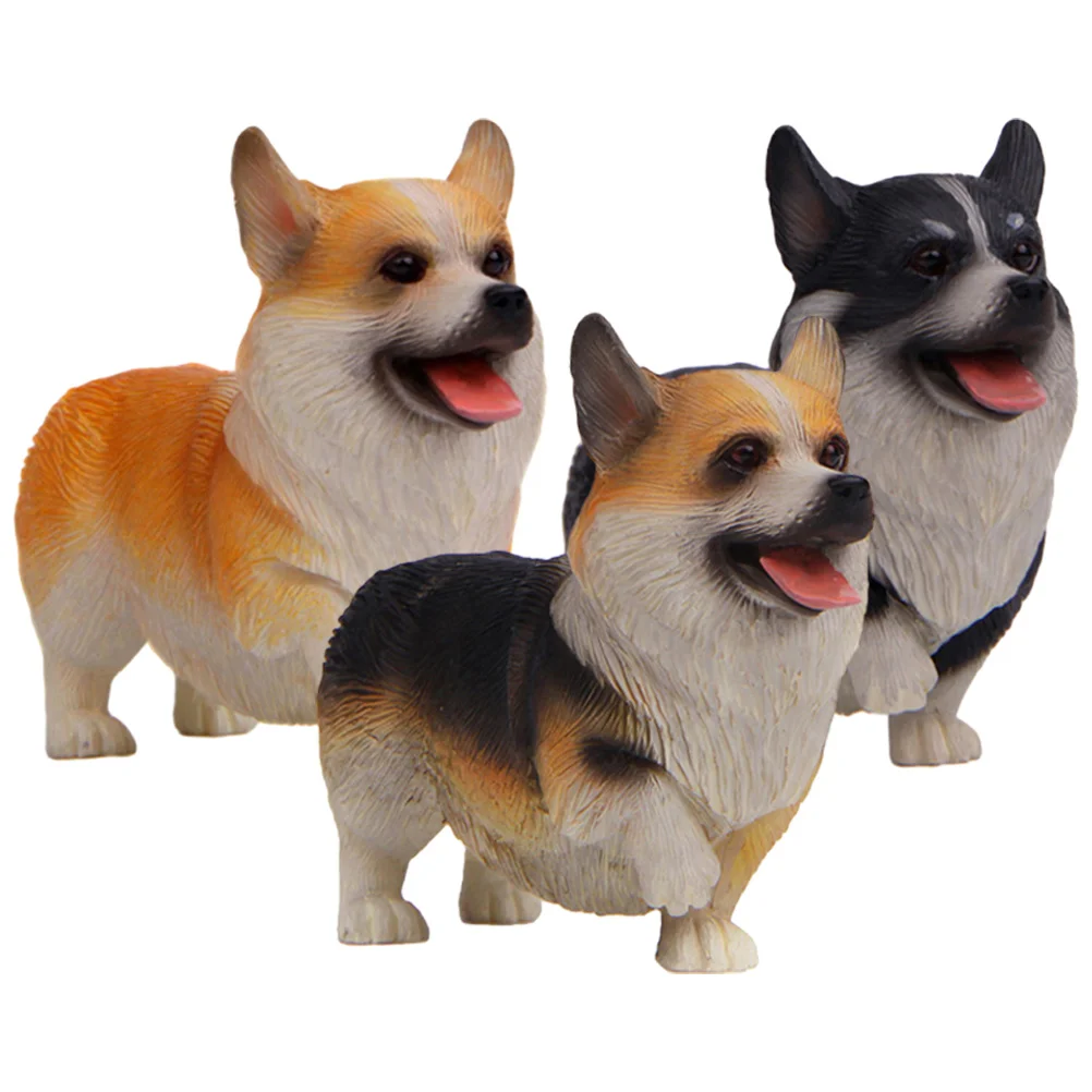 

3pcs Simulation Dog Model Simulation Animal Educational Model Simulation Puppy Model