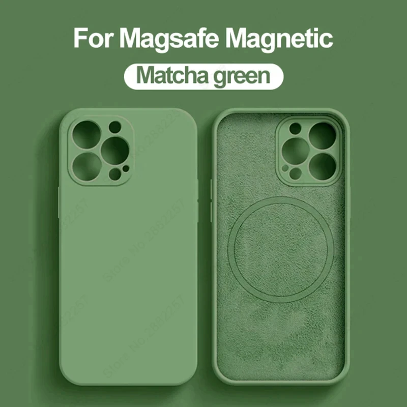 thumbnail image 1 of Original Liquid Silicone Magnetic Case For iPhone 11 13 12 14 15 Pro Max Plus For Magsafe Case Wireless Charge Cover Accessories, 1 of 5