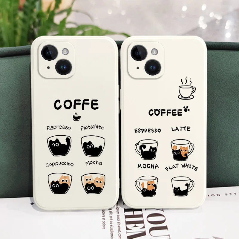 Adorable Coffee Cat Silicone Phone Case Cover