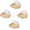 4X Hand-Woven Food Tent Basket Tray Fruit Vegetable Bread Storage Basket Simple Atmosphere Outdoor Picnic Mesh Net Cover 2