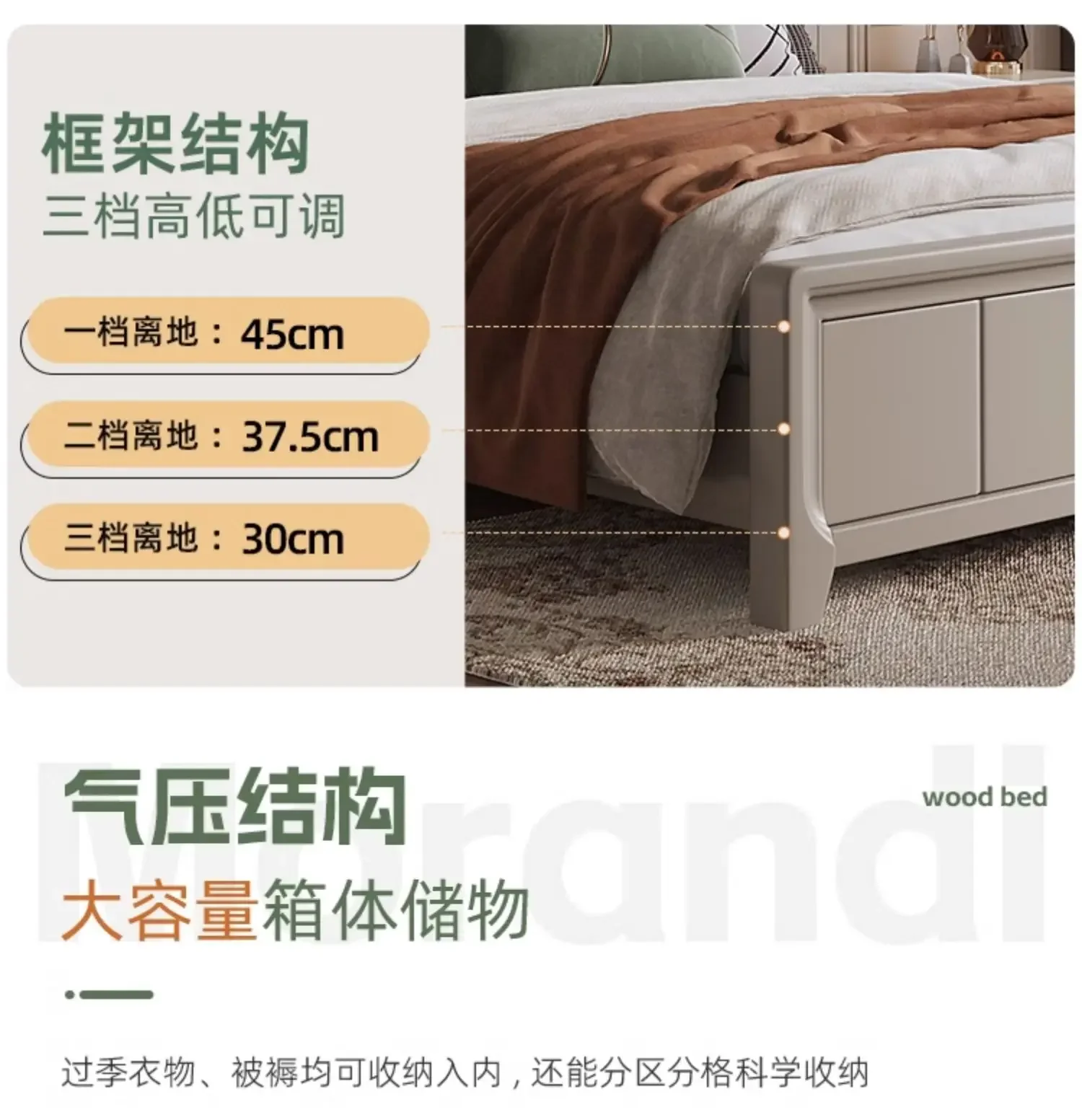 Adult Modern Double Bed Frame Storage Space Luxury King Size Bed Bases Bedroom Headboards Letto Matrimoniale Home Furniture