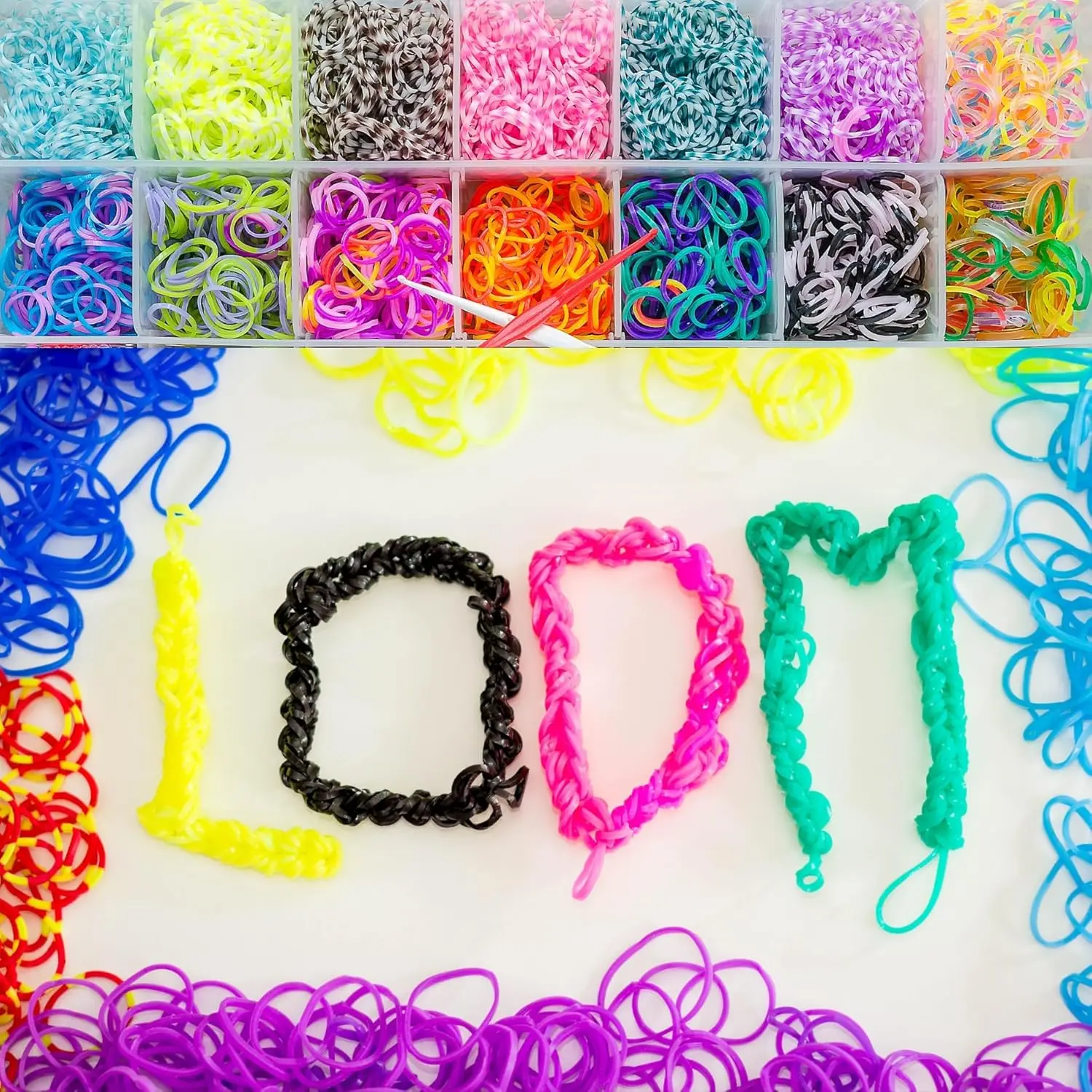 15000+ Gummiband-Armband-Set, Loom-Bänder, lebendige Farben mit Aufbewahrungsbox, DIY-Freundschaftsarmband-Herstellungsset, Weihnachtsgeschenk – Detail 5