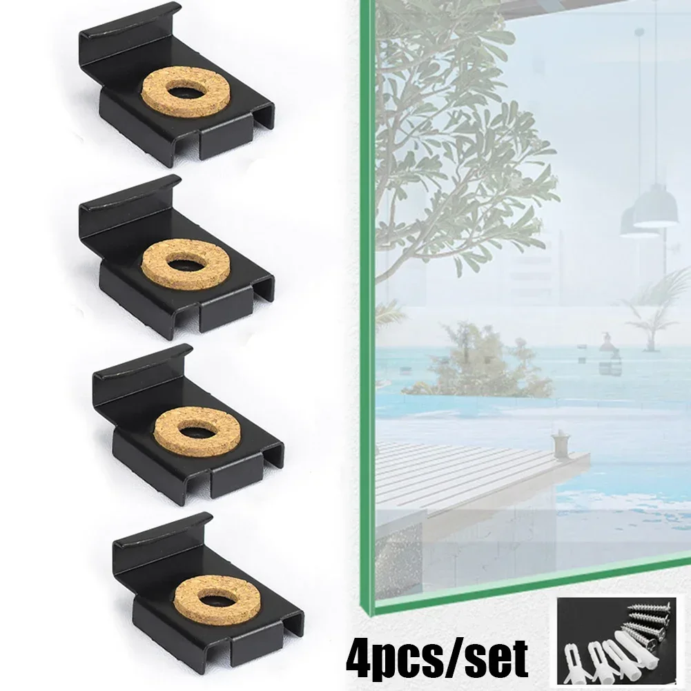 Square Glass Clamp 4pcs Zinc Alloy Frameless Bathroom Mirror Glass Wall Mounting Fixing Kit Hardware With Screws Mirror Holder