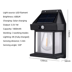 Solar Wall Light - Waterproof Wireless Motion Sensor Security Lamp - 1PC (Black)