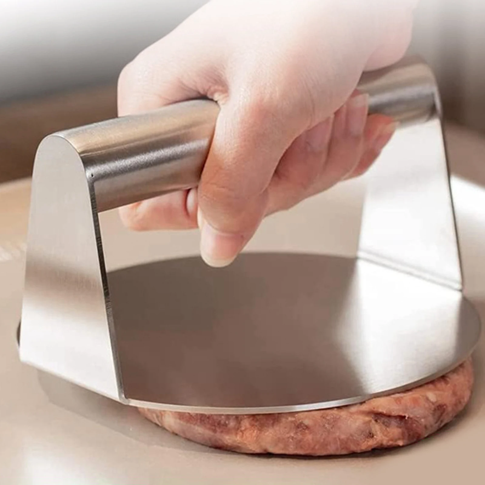 Stainless Steel Kitchen Burger Press Manual Nonstick Meat Smasher Barbecue Hamburger Press Patty Maker Tool Silver burger press