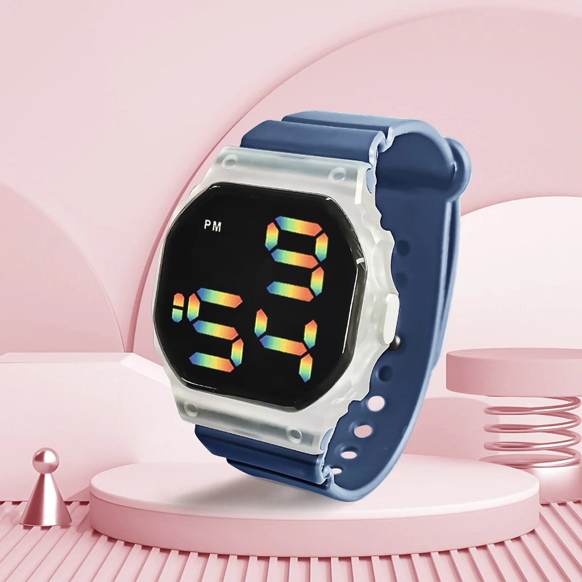 Hot Selling kids Sports Electronic Watch Minimalist Polygonal LED Illusion Luminous Student Sports Watch Bracelet 3