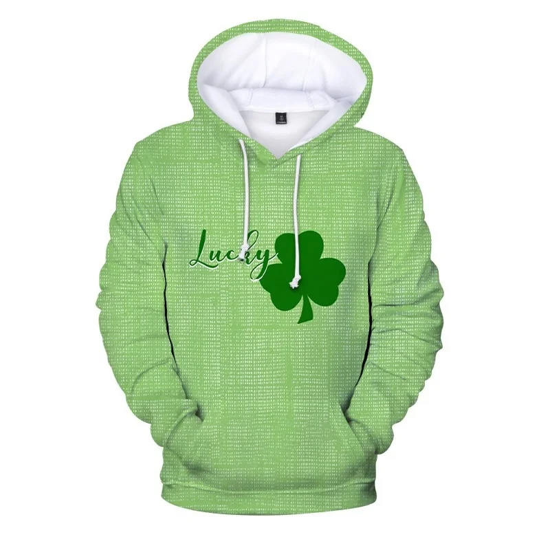 

3D Printed Four-leaf Clover Hoodies For Men Lucky Clover Graphics Oversized Hoodie Women Pullover Sweatshirt Long Sleeve Coat