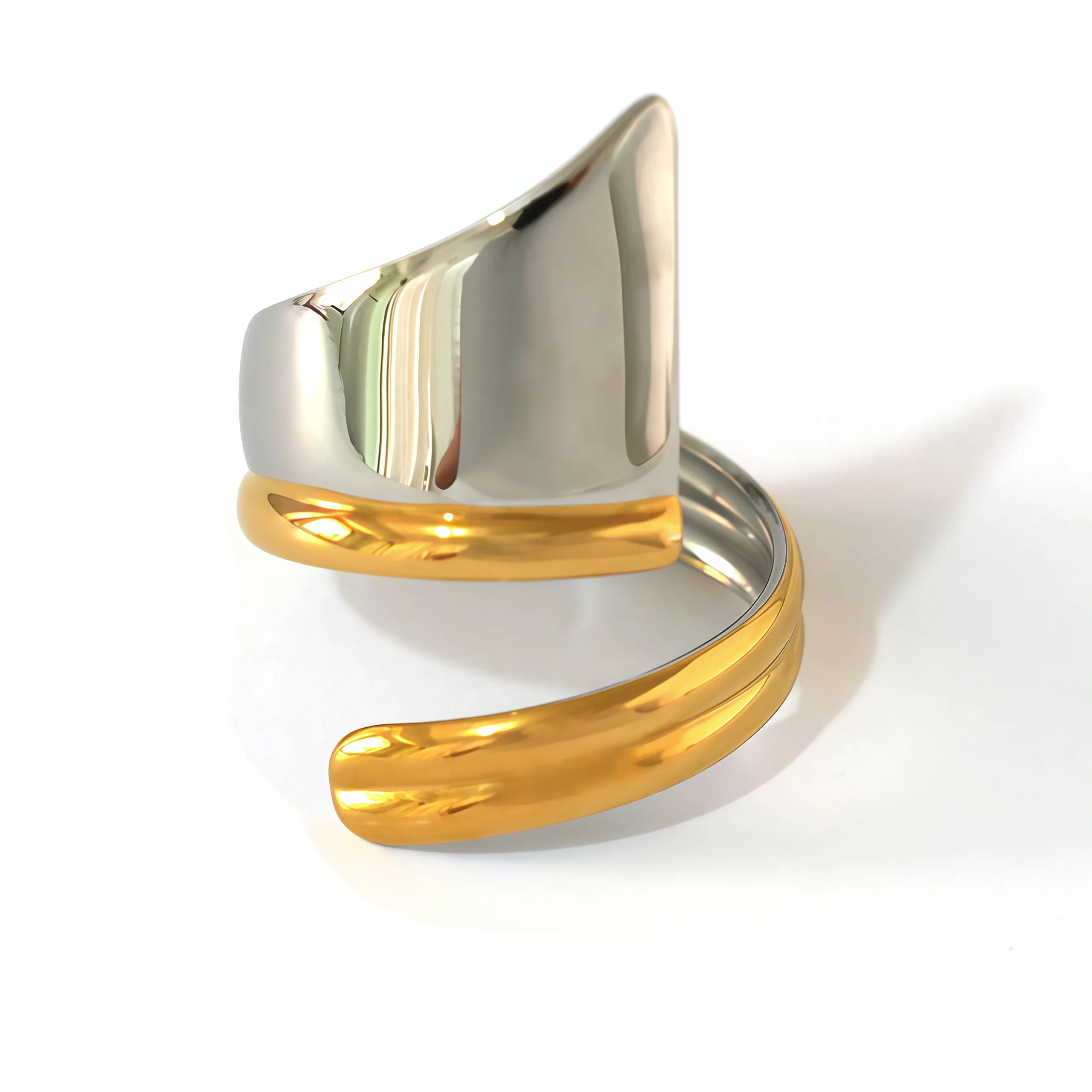 Exquisites Damen-Geometrie-Design, Ringe aus Edelstahl 304, 18 Karat vergoldet, wasserdicht, hochwertiger Damenschmuck für den täglichen Gebrauch usw – Detail 7