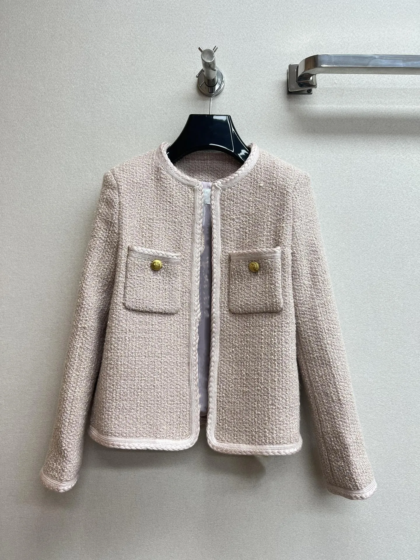 2023 Spring Brand New Designer Women's High Quality O-necK Wool Tweed Jackets F262 niche korean version designer plush soft bow wool scarf women s 2023 new winter warmth pink thick neck bufandas invierno mujer