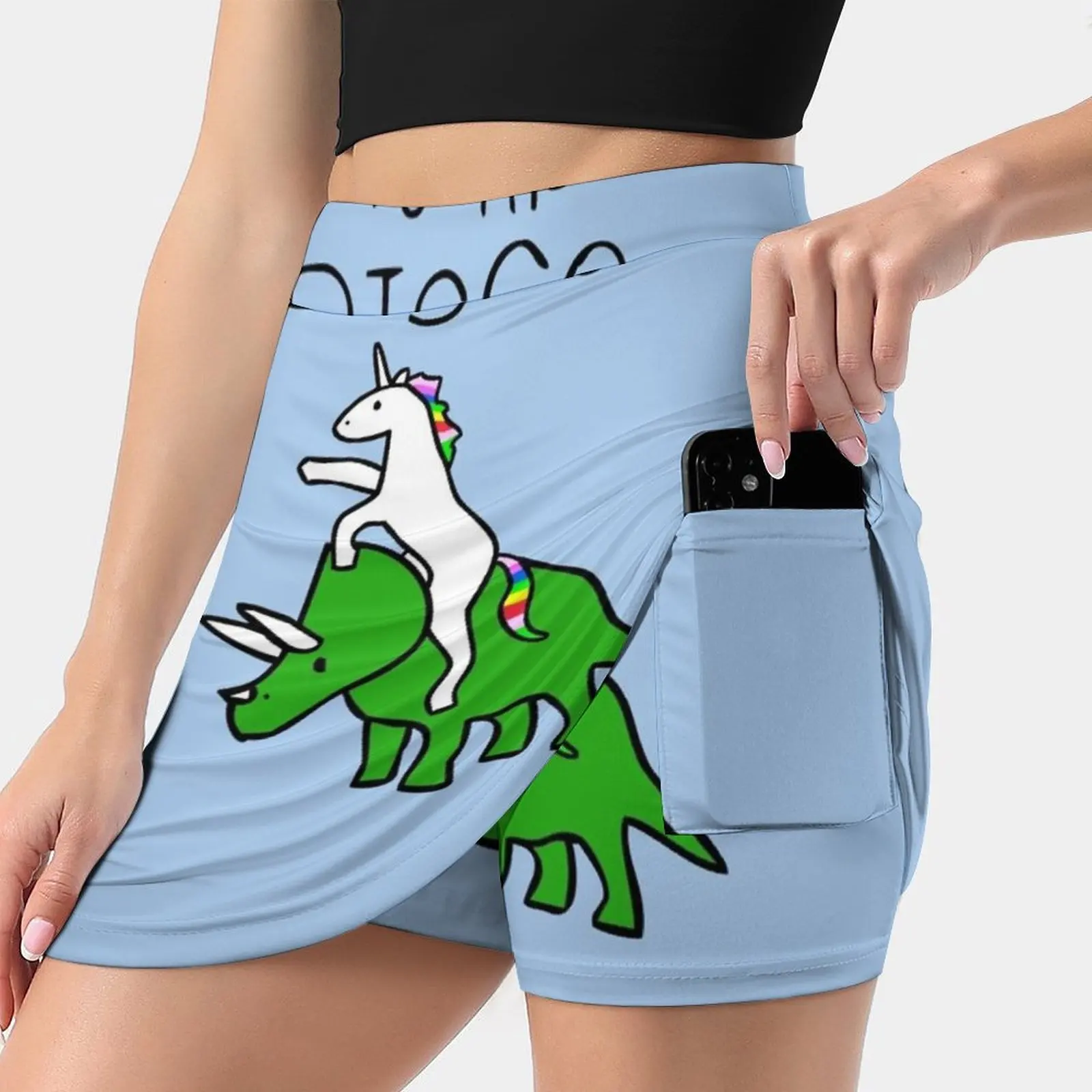

To The Disco ( Unicorn Riding Triceratops ) Skirts Woman Fashion 2022 Pant Skirt Mini Skirts Office Short Skirt Unicorn